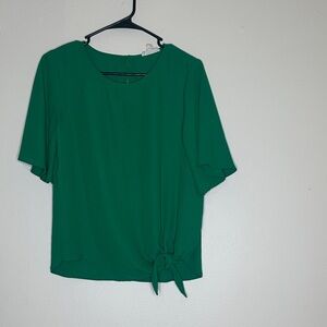 Charming Charlie Emerald Blouse with Knot Accent
